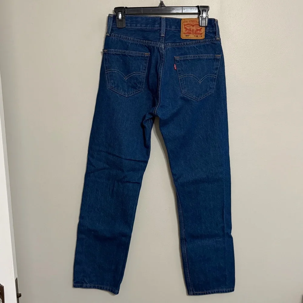Levi's 505 Mens 28x30 Regular Fit Straight Leg Denim Blue Jeans